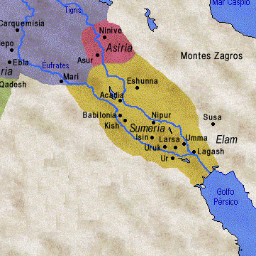 Mapa geográfico del imperio Acadio